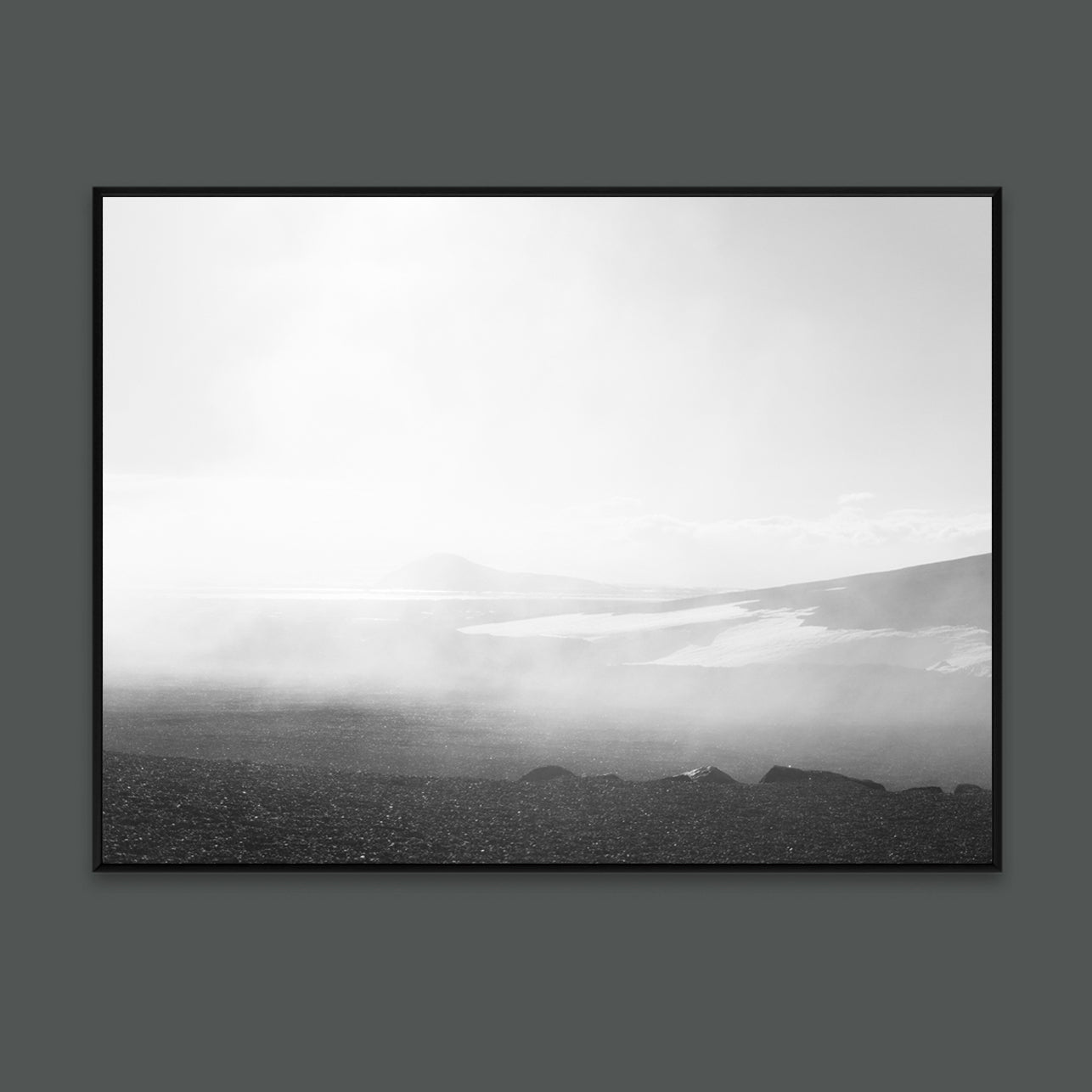 Foggy art print with Icelandic landscape for modern interior nordic photos by Minumo 